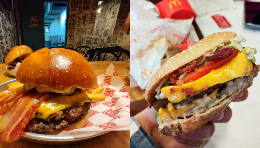 comparación de las dos hamburguesas